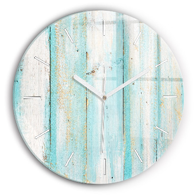 Round glass clock Blue boards