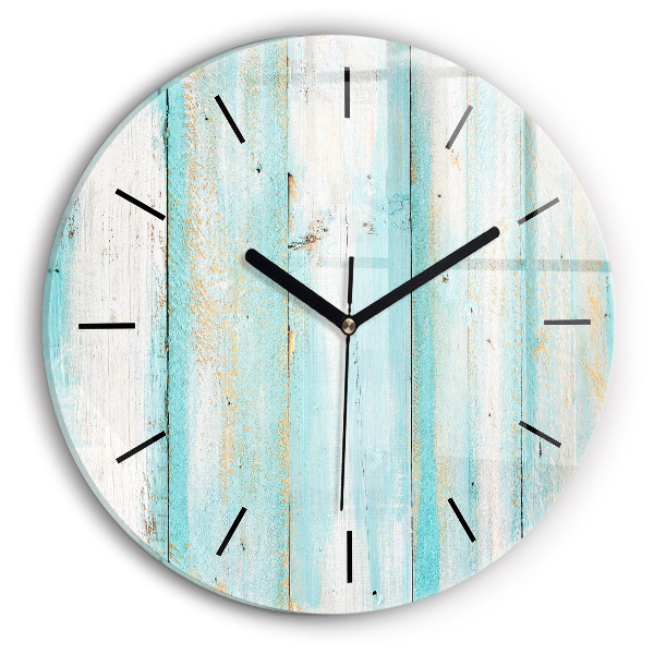 Round glass clock Blue boards