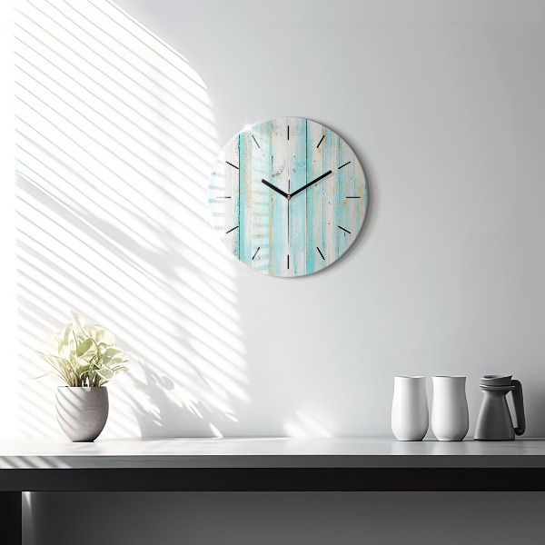 Round glass clock Blue boards