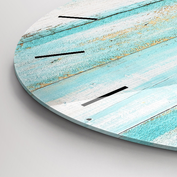 Round glass clock Blue boards