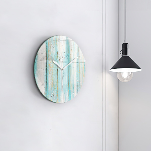 Round glass clock Blue boards