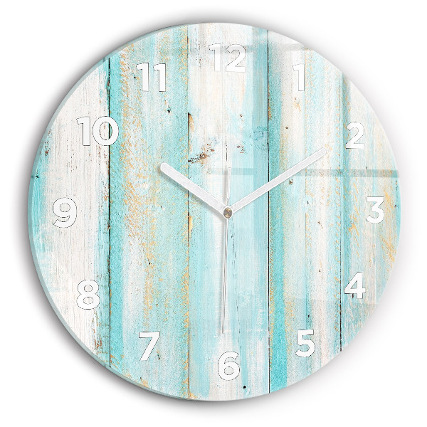 Round glass clock Blue boards