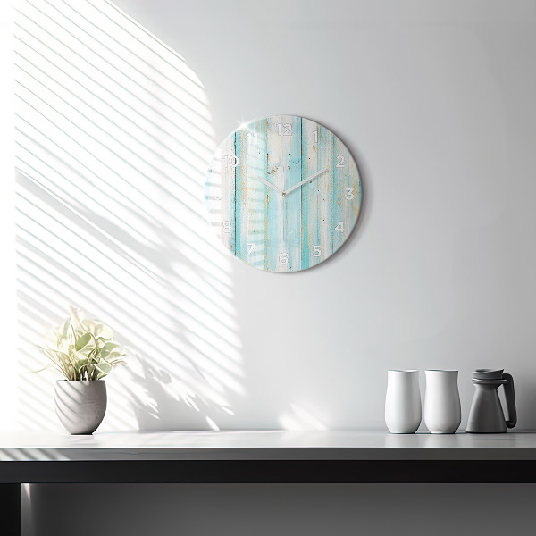 Round glass clock Blue boards