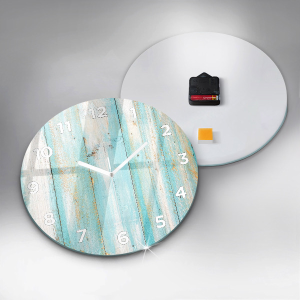 Round glass clock Blue boards