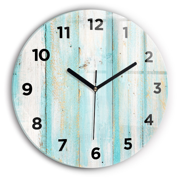 Round glass clock Blue boards