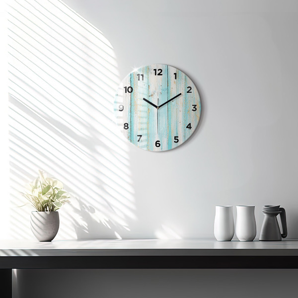 Round glass clock Blue boards