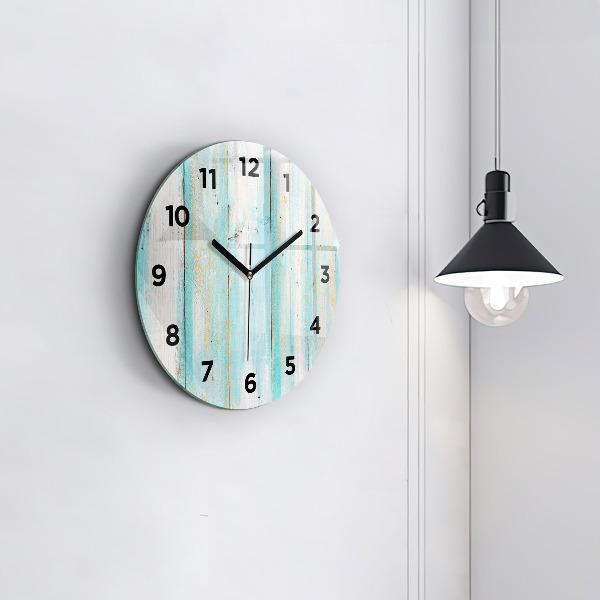 Round glass clock Blue boards