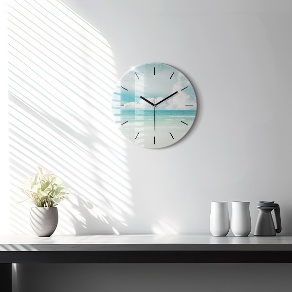 Round glass clock Sea landscape