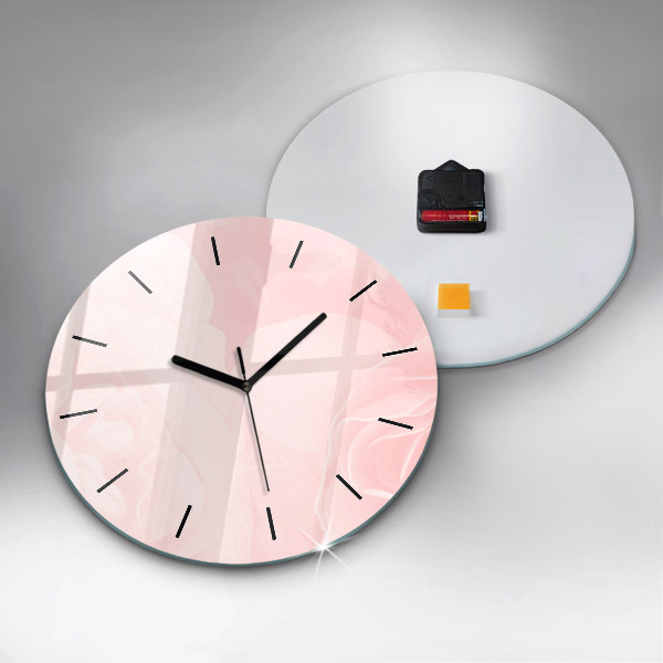 Round glass clock Blooming roses