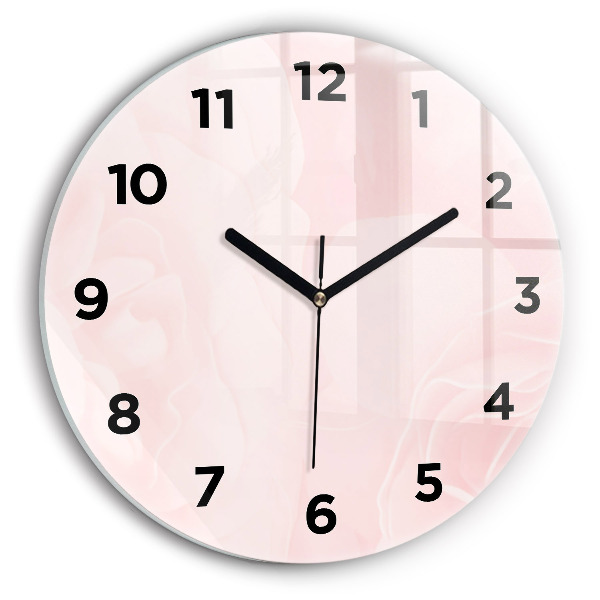 Round glass clock Blooming roses