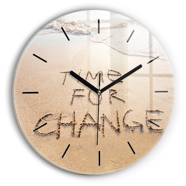Round glass clock Beach Quote
