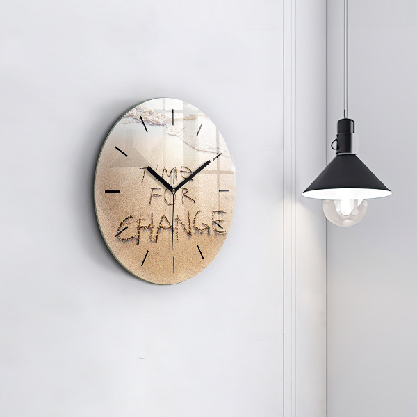 Round glass clock Beach Quote