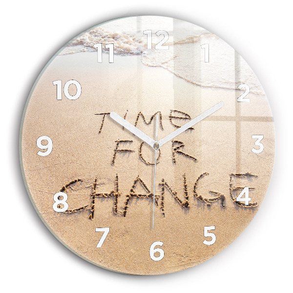 Round glass clock Beach Quote
