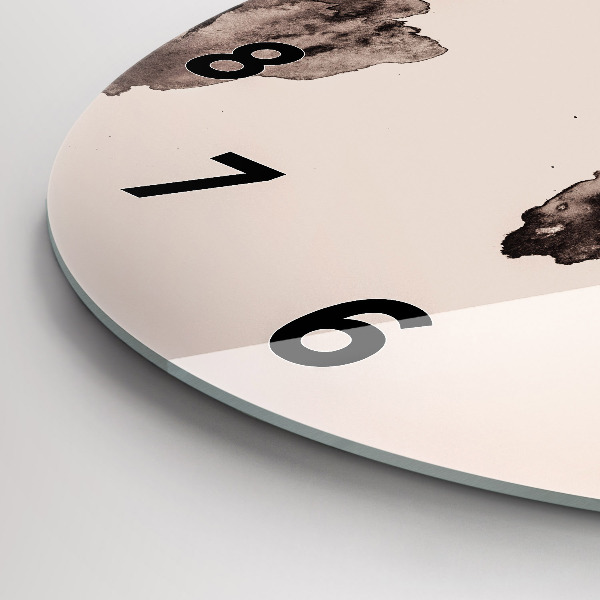 Round glass clock Watercolor world map