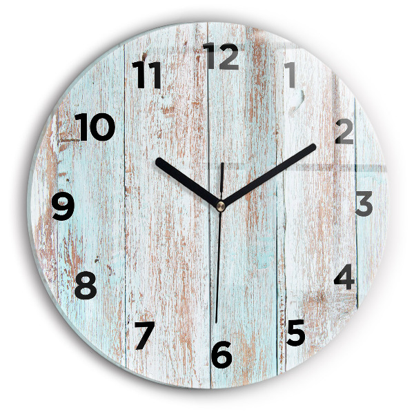 Round glass clock Pastel Wood