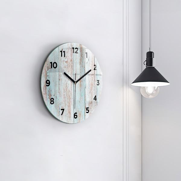 Round glass clock Pastel Wood