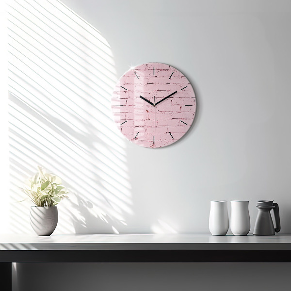 Round glass clock Brick wall