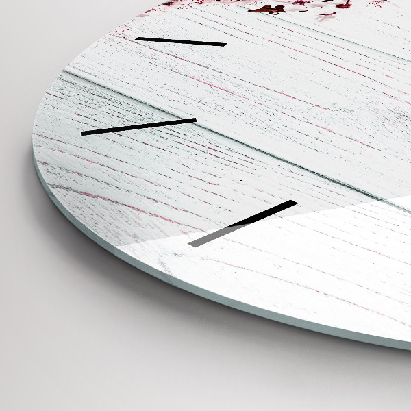 Round glass clock Spring flowers