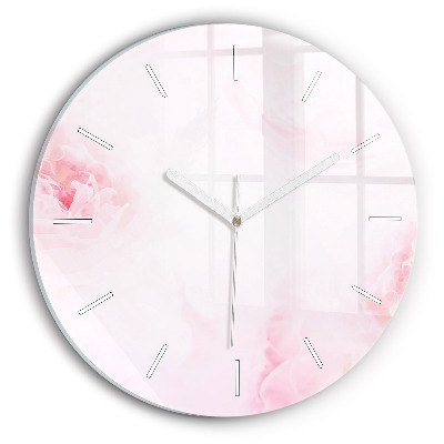 Round glass clock Blooming flowers
