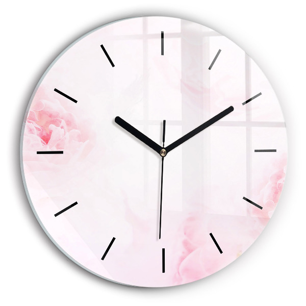 Round glass clock Blooming flowers