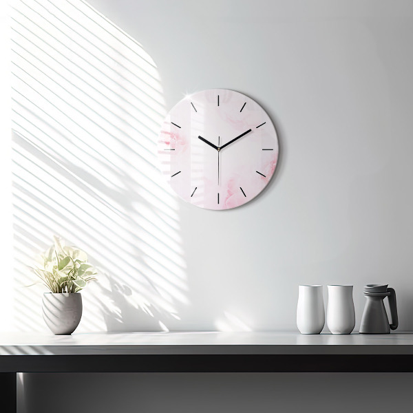 Round glass clock Blooming flowers