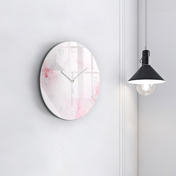 Round glass clock Blooming flowers