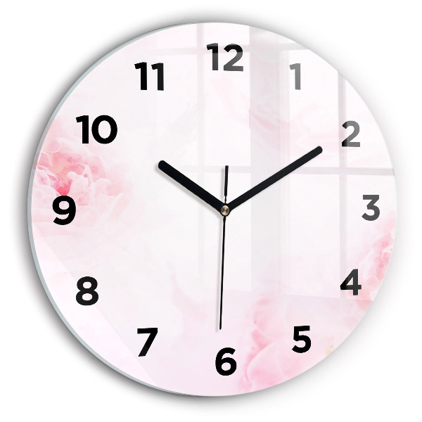Round glass clock Blooming flowers