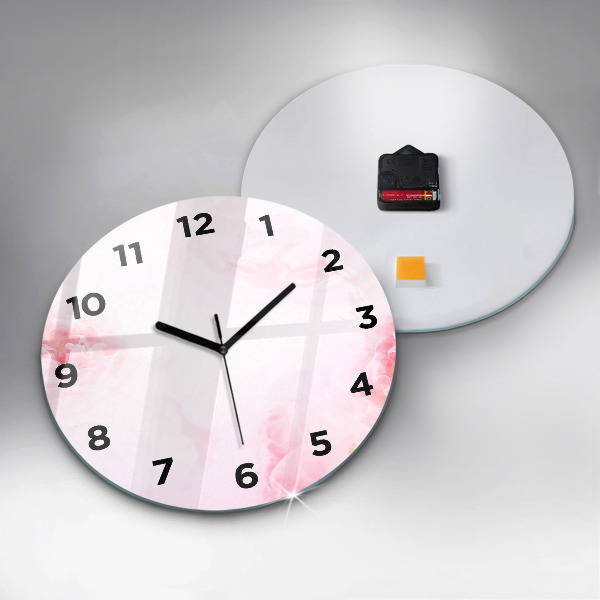Round glass clock Blooming flowers