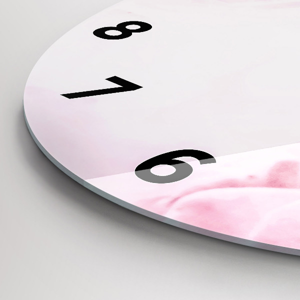 Round glass clock Blooming flowers