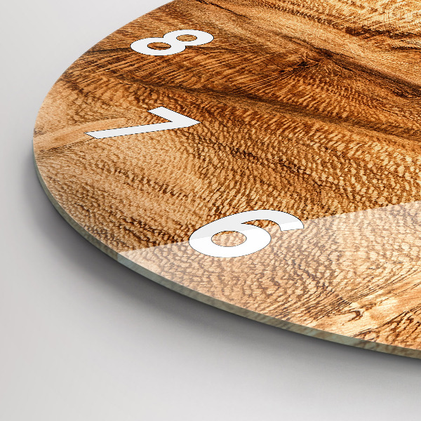 Round glass clock Wood texture