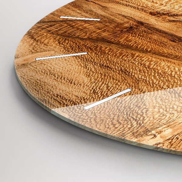 Round glass clock Wood texture