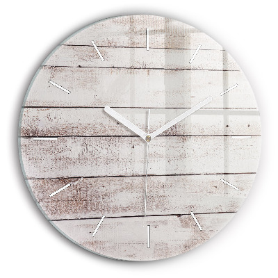 Round glass clock Light wood planks