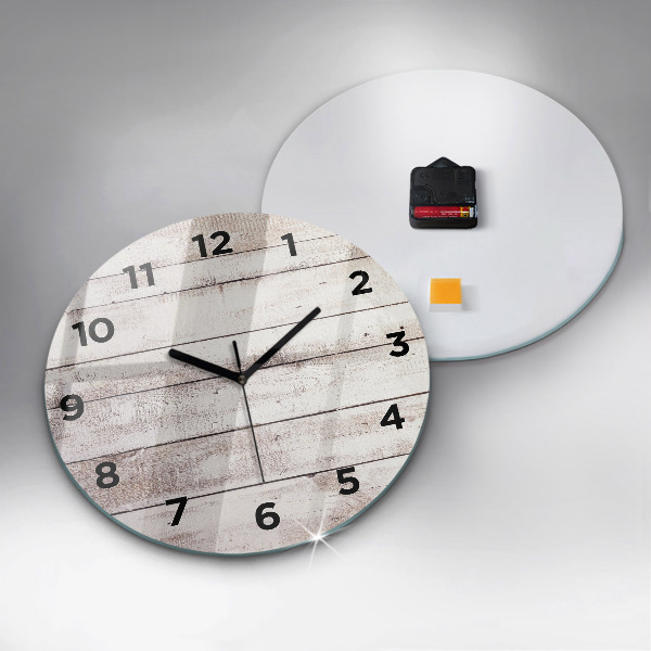 Round glass clock Light wood planks