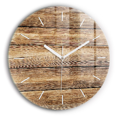 Round glass clock Wooden boards