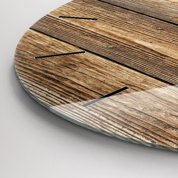 Round glass clock Wooden boards