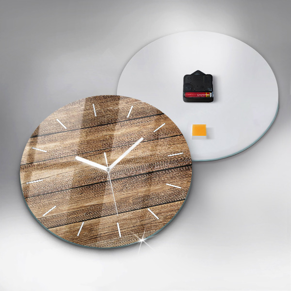 Round glass clock Wooden boards