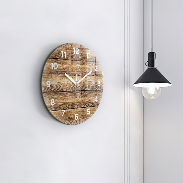 Round glass clock Wooden boards