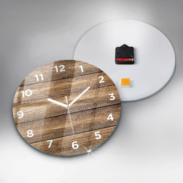 Round glass clock Wooden boards