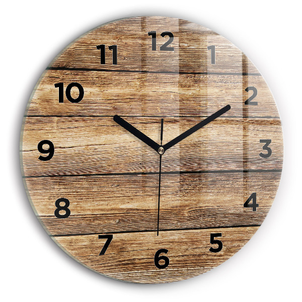 Round glass clock Wooden boards