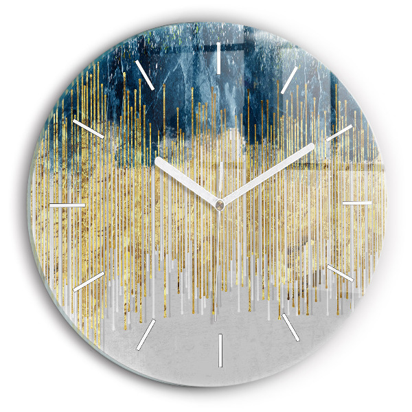Round glass clock Decorative pattern and gold