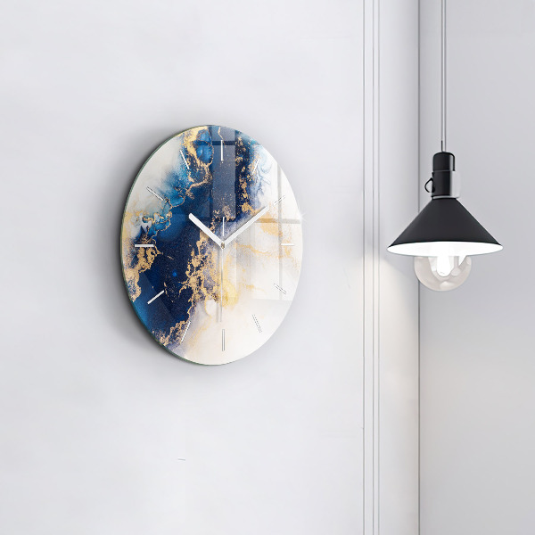 Round glass clock Marble pattern