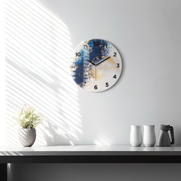 Round glass clock Marble pattern