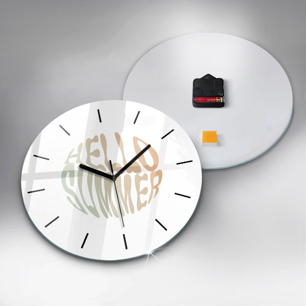 Round glass clock Hello Summer!