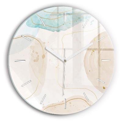 Round glass clock Watercolor stains