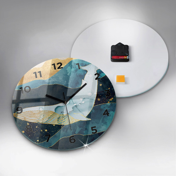 Round glass clock Abstract whale
