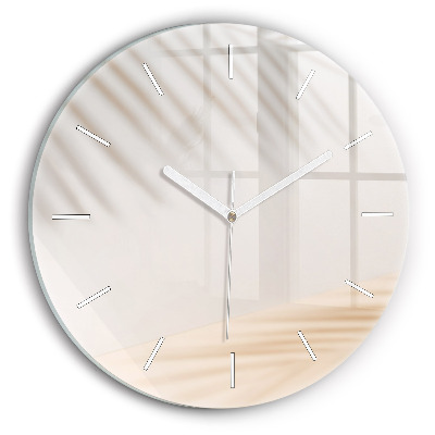 Round glass clock Creamy abstraction