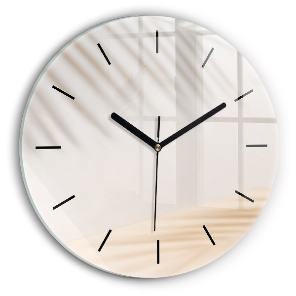 Round glass clock Creamy abstraction