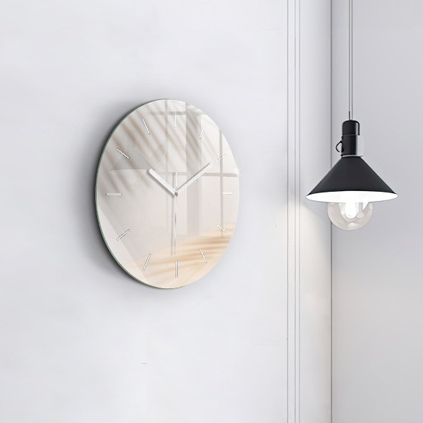 Round glass clock Creamy abstraction