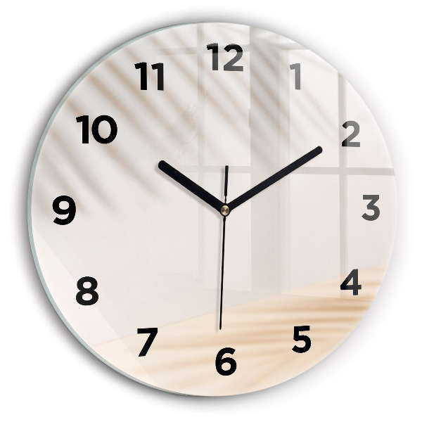 Round glass clock Creamy abstraction