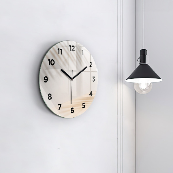Round glass clock Creamy abstraction